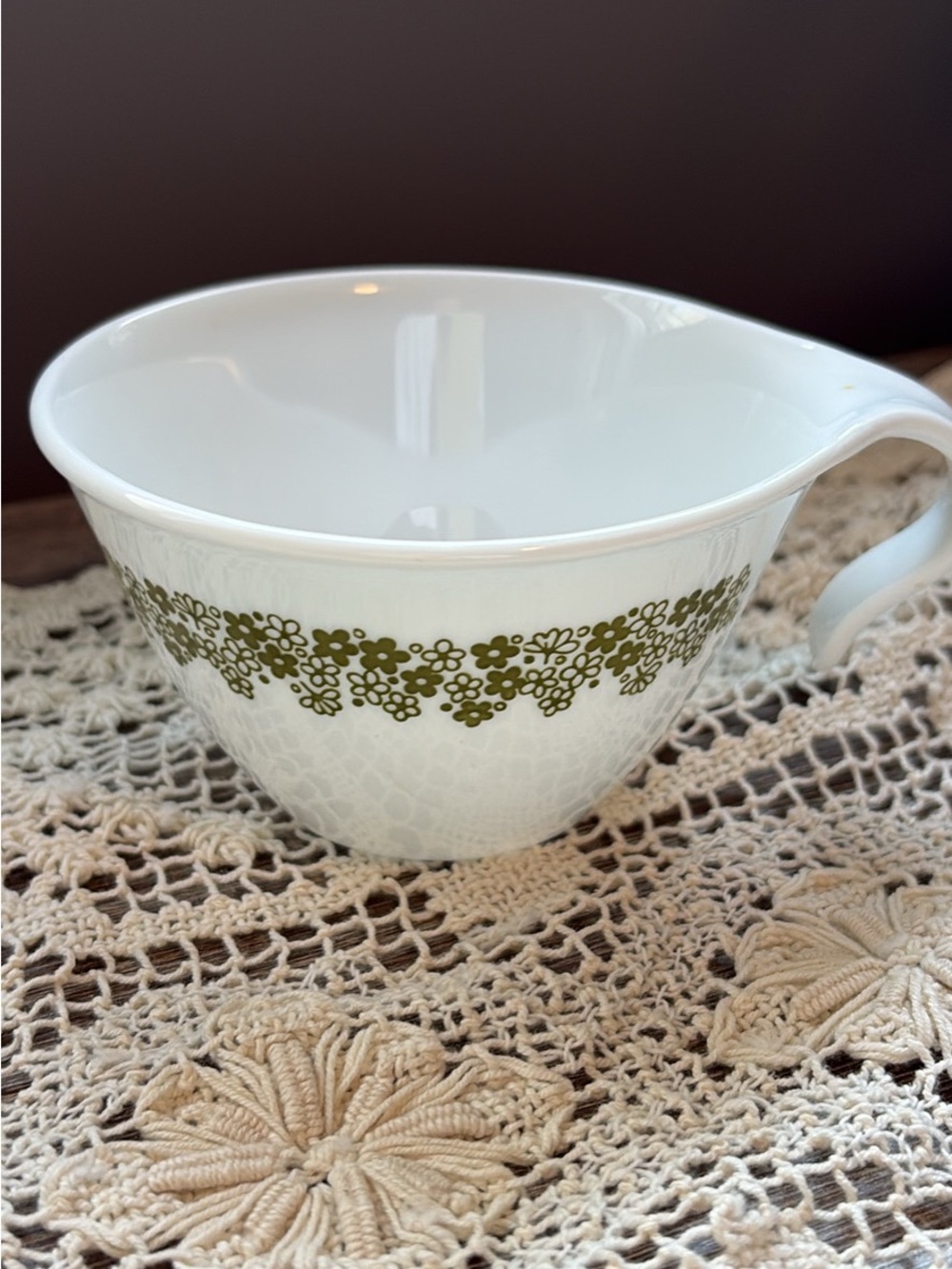 Corelle White Serving Bowl with Green Floral Rim